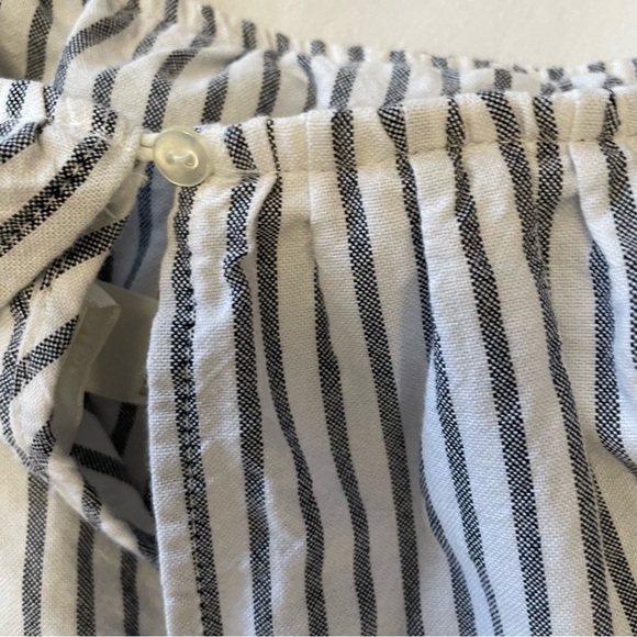 H&M Off-the-Shoulder Striped Jumpsuit 100% Cotton Side Pockets Elastic Neck Sz 6 - Picture 6 of 15